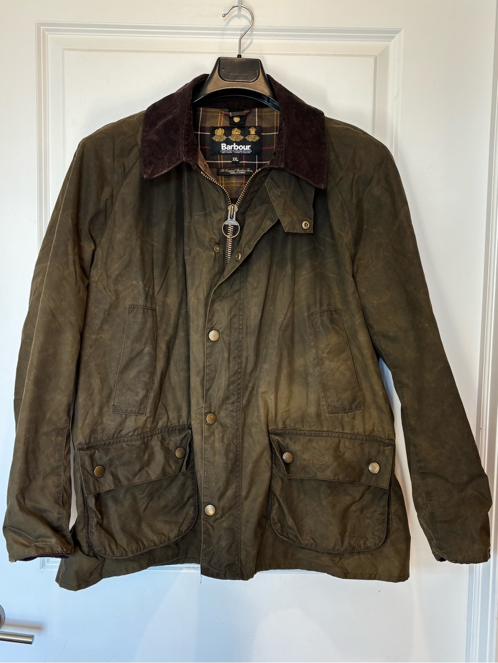 Barbour Ashby Waxed Jacket XXL Made in England Olive Green Men's Rain Coat 2XL